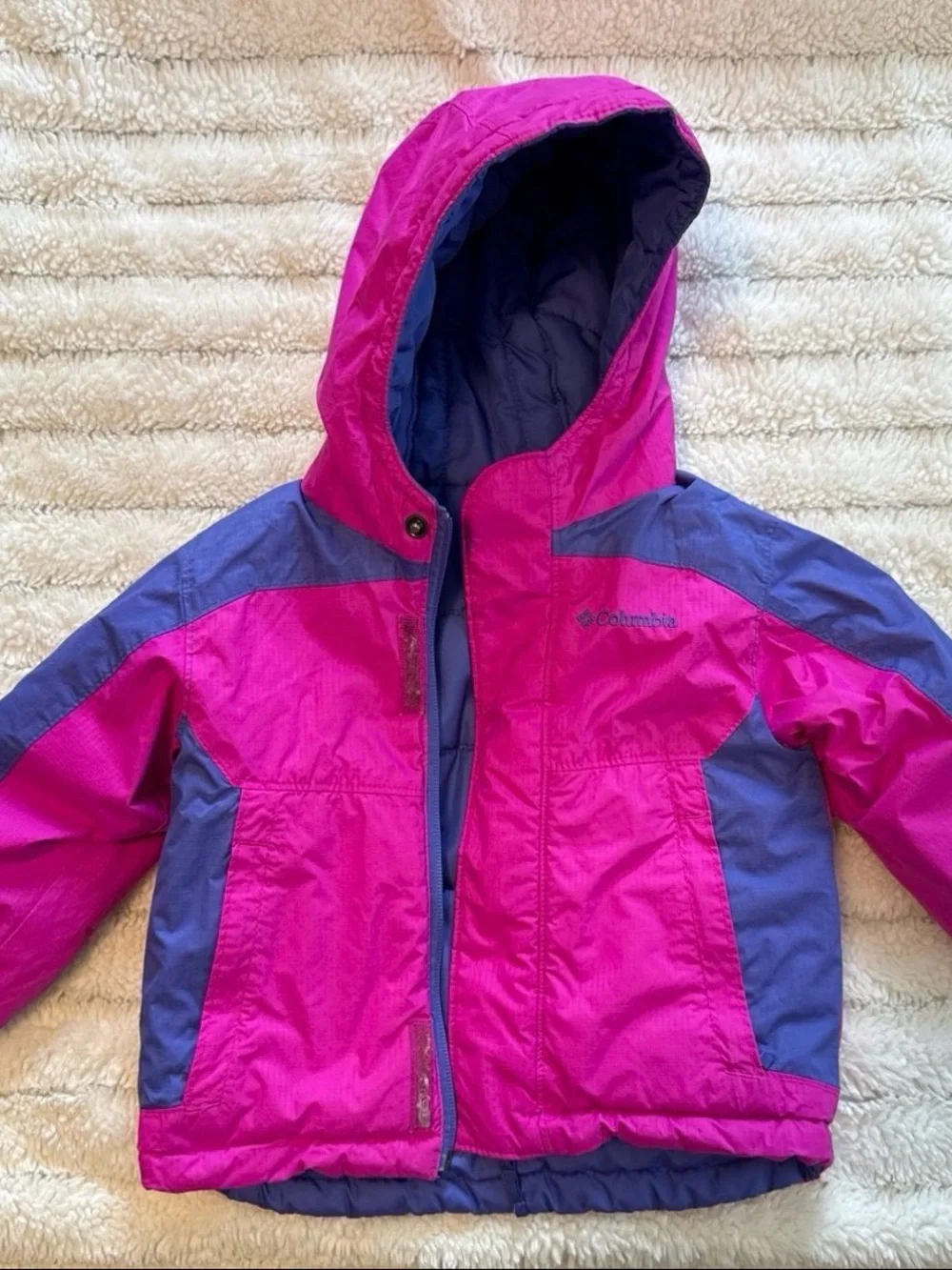 Columbia Reversible Toddler Pink & Purple Hooded Insulated Jacket